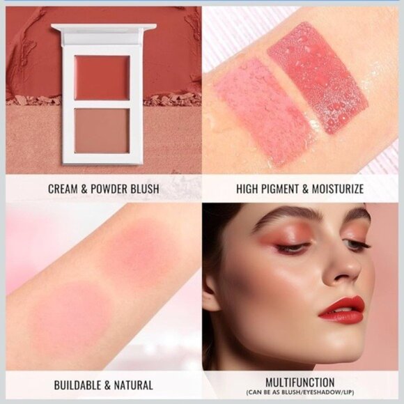 Afflano Cream to Powder Blush 07 Coral Soft Glow, Long-Wear Makeup Essential - Picture 2 of 10